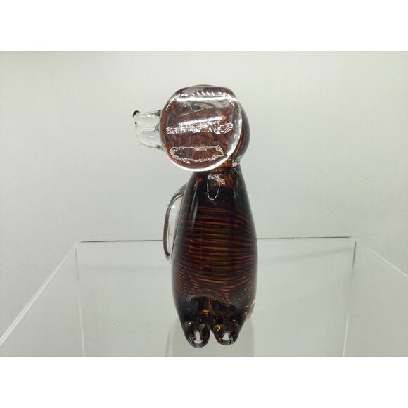 VTG Amber Filigrana Glass Dog Figurine paperweight - Picture 5 of 8